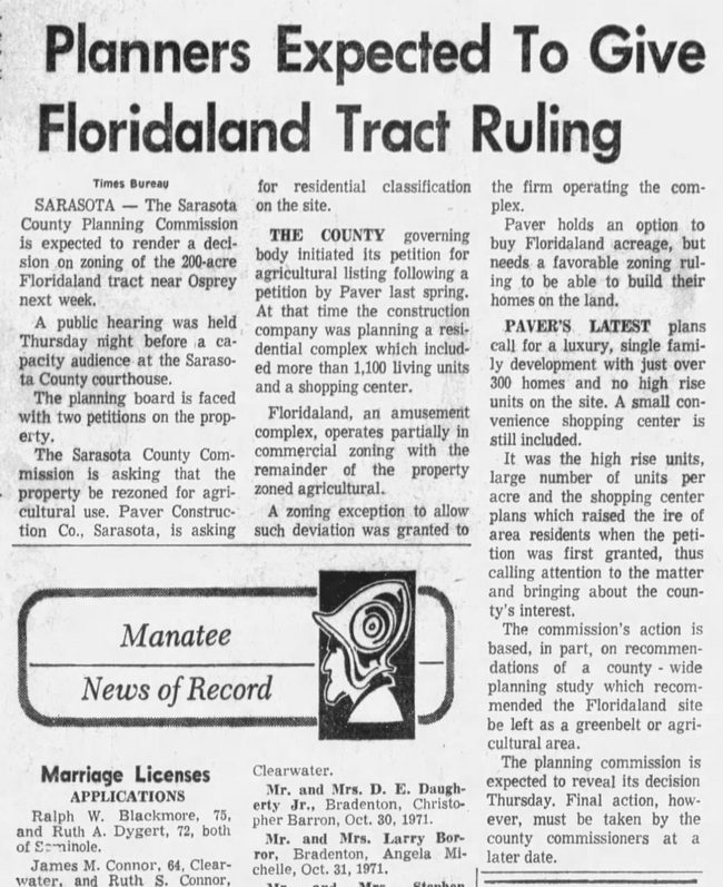 Floridaland - Nov 6 1971 Land Status After Close (newer photo)